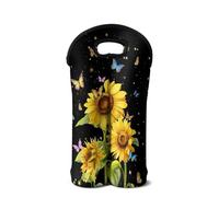 SEANATIVE Sac fourre-tout en néoprène pour 2 bouteilles de vin, sac de transport de champagne portable, Tournesol jaune., Organiseur de sac