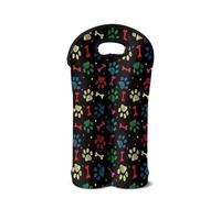 SEANATIVE Sac fourre-tout en néoprène pour 2 bouteilles de vin, sac de transport de champagne portable, Patte de chien mignonne, Organiseur de sac