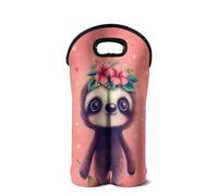 SEANATIVE Sac fourre-tout en néoprène pour 2 bouteilles de vin, sac de transport de champagne portable, Paresseux mignon., Organiseur de sac