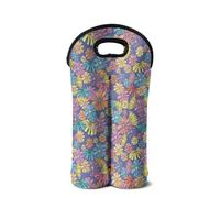 SEANATIVE Sac fourre-tout en néoprène pour 2 bouteilles de vin, sac de transport de champagne portable, Fleur colorée, Organiseur de sac
