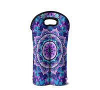SEANATIVE Sac fourre-tout isotherme en néoprène pour 2 bouteilles de vin avec poignée, protège les bouteilles, Boho Mandala Fleur, Organiseur de sac