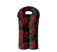 SEANATIVE Sac fourre-tout isotherme en néoprène pour 2 bouteilles de vin avec poignée, protège les bouteilles, Rose rouge vintage., Organiseur de sac