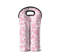 SEANATIVE Sac fourre-tout isotherme en néoprène pour 2 bouteilles de vin avec poignée, protège les bouteilles, Jolie vache rose, Organiseur de sac