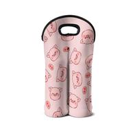 SEANATIVE Sac fourre-tout portable pour bouteille de vin avec poignée de transport pour voyage, fête, camping, Cochon - Rose, Organiseur de sac