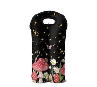 SEANATIVE Sac fourre-tout portable pour bouteille de vin avec poignée de transport pour voyage, fête, camping, Fleur de champignon rouge, Organiseur de sac
