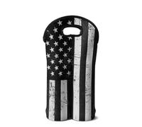 SEANATIVE Sac fourre-tout portable pour bouteille de vin avec poignée de transport pour voyage, fête, camping, Drapeau américain noir, Organiseur de sac