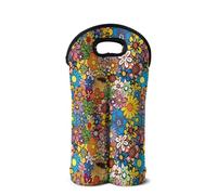 SEANATIVE Sac isotherme portable pour bouteille de vin, bière, champagne, manchon de protection pour les amateurs de vin, Fleur de marguerite hippie, Organiseur de sac