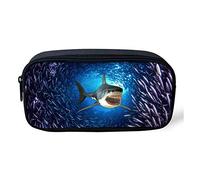 SEANATIVE Trousse à crayons en forme de requin bleu pour garçons et filles - Trousse de transport durable avec fermeture éclair