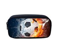 SEANATIVE Trousse à crayons en toile avec motif de football pour garçons, femmes et hommes