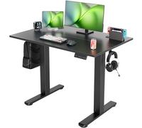 Seang Bureau debout électrique réglable en hauteur, 101,6 x 61 cm avec cadre en forme de T, 3 préréglages de mémoire et gestion des câbles pour poste de travail informatique pour bureau à domicile