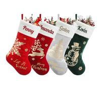 SearchI Chaussette de Noël Peluche Personnalisé, 2 Pièces Bas de Noël a Suspendre Cheminee Decorative Chaussette Noel Broderie Sacs Bonbons Grandes Sac Cadeau Décorations Noël Arbre Cadeaux