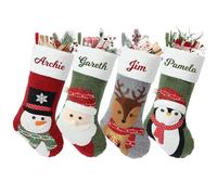 SearchI Chaussettes de Noël Personnalisé avec Nom Broderie Grande Chaussette pour Remplir et Suspendre Sacs Cadeaux de Noël pour Décorations d'arbres de Noël/Cheminées/Fête de Famille(1 Piece)