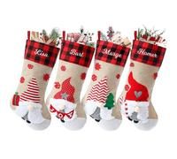 SearchI Chaussettes de Noël Personnalisé avec Nom Broderie Grande Chaussette pour Remplir et Suspendre Sacs Cadeaux de Noël pour Décorations d'arbres de Noël/Cheminées/Fête de Famille(1 Piece)