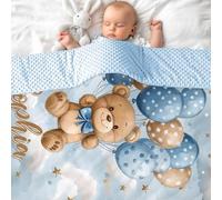 SearchI Couverture Bebe Personnalisée Noms Couverture Et Doudou Bébé Douillette pour Landaus Berceau Noël Anniversaire Famille