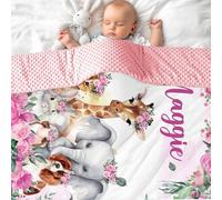 SearchI Couverture Bebe Personnalisée Noms Couverture Et Doudou Bébé Douillette pour Landaus Berceau Noël Anniversaire Famille