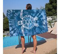 SearchI Serviette de Plage Microfibre Personnalisée 150x75cm, Séchage Rapide Grandes Serviette Microfibre Anti Sable pour Plage, Voyages, Natation, Piscine, Camping,Vacances-Tortue de Mer