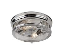 Searchlight Edinburgh - Plafonnier affleurant de salle de bains à 2 ampoules Chrome IP44, E27