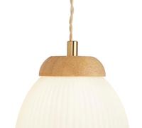 Searchlight Lighting Applique Bois et Metal avec abatjour verre opale cotelé E14 1x40w Max Larg 15cm haut 35cm ELLA