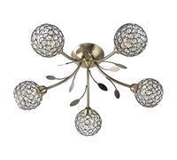 Searchlight Plafonnier 5 bras Finition en verre et laiton antique. Réf. 6575-5AB 165 W Antique Brass