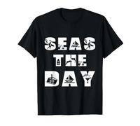 Seas The Day Amusant Vacances Plage Vacances Blague Été T-Shirt Graphique avec Valeur, Homme, Noir, XL