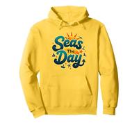 Seas The Day, croisière Amusante, Vacances Nautiques, océan, Soleil Sweat à Capuche, Unisexe pour Adultes, Citron, M