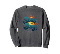 Seas The Day, croisière Amusante, Vacances Nautiques, océan, Soleil Sweatshirt, Unisexe pour Adultes, Chiné Foncé, XL