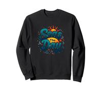Seas The Day, croisière Amusante, Vacances Nautiques, océan, Soleil Sweatshirt, Unisexe pour Adultes, Noir, S