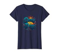 Seas The Day, croisière Amusante, Vacances Nautiques, océan, Soleil T-Shirt, Femme, Bleu Marine, 3XL