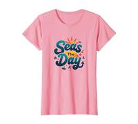 Seas The Day, croisière Amusante, Vacances Nautiques, océan, Soleil T-Shirt, Femme, Rose, 3XL