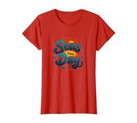 Seas The Day, croisière Amusante, Vacances Nautiques, océan, Soleil T-Shirt, Femme, Rouge, XXL