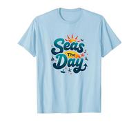 Seas The Day, croisière Amusante, Vacances Nautiques, océan, Soleil T-Shirt, Homme, Bleu Céleste, M