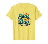 Seas The Day, croisière Amusante, Vacances Nautiques, océan, Soleil T-Shirt, Homme, Citron, M