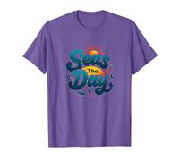 Seas The Day, croisière Amusante, Vacances Nautiques, océan, Soleil T-Shirt, Homme, Violet chiné, L