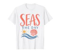 Seas The Day, Motif rétro en Forme de Coquillage et de Plage côtière T-Shirt