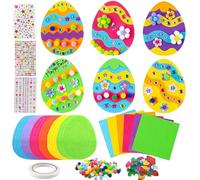 Seasboes Kit d'artisanat d'œufs de Pâques 18 pièces pour Enfants, Ensemble d'artisanat d'œufs de Pâques pour Enfants, décoration de Pendentif de Pâques, Ensemble créatif d'art et d'artisanat créatif,