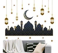 Seasboes Sticker mural Aïd Mubarak, Ramadan - Décoration murale - Autocollant mural - Ramadan - Croissant de lune - PVC - Décoration murale