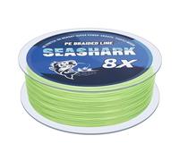 Seashark Ligne de pêche tressée Couleur ne se décolore jamais 8 brins PE ultra résistante Ligne de pêche tressée résistante à l'abrasion Zéro étirement Plusieurs couleurs 2,7 kg à 36,3 kg