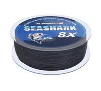 Seashark Ligne de pêche tressée Couleur qui ne s'estompe jamais 8 brins Super résistante en polyéthylène tressée Résistance à l'abrasion Fil de pêche sans étirement Plusieurs couleurs 2,7 kg à 36,3 kg