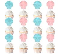 Seashell Gender Reveal Decorations 36Pcs Seashell Cupcake Toppers He or She We Shell See Cupcake Picks Ocean Decor for Women Under the Sea Garçon ou fille Fournitures de douche pour bébé