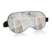 Seashell Starfish Drift Bottle Lighthouse Boat on Beach Sand Eye Masks Cover Blocks Light Sleep Mask Shade Cover Blindfold Relaxing Eyeshade Cover avec serre-tête réglable pour hommes femmes enfants