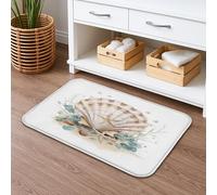 Seashell Tapis de bain à séchage rapide, absorbant, antidérapant, en flanelle, lavable pour salle de bains et toilettes, décoration de plage côtière, 50,8 x 81,3 cm