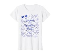 Seashells and Wedding Bells Bridesmaid Bachelorette Party T-Shirt Graphique avec Valeur, Femme, Blanc, XL