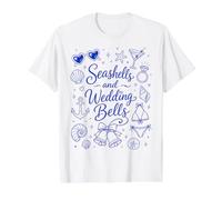 Seashells and Wedding Bells Bridesmaid Bachelorette Party T-Shirt Graphique avec Valeur, Homme, Blanc, S