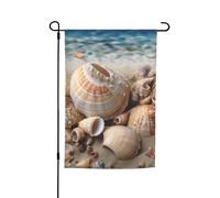 Seashells By The Seashore Drapeau de jardin 30,5 x 45,7 cm Double face Printemps Été Décoration de cour Bannière Petit drapeau saisonnier Décoration extérieure