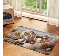 Seashells by The Seashore Tapis d'alimentation pour animal domestique 40 x 60 cm, tapis absorbant pour gamelle d'eau et de nourriture, en cuir PU, tapis imperméable à séchage rapide, sans taches