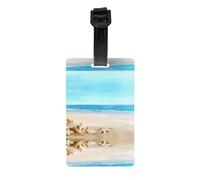 Seashells Lot d'étiquettes à bagages Sable - Identifiants d'identification sécurisés pour voyage, croisière, valises et sacs à dos - Étiquettes en PVC robustes