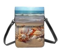 Seashells On The Sandy Beach Petit sac à bandoulière pour femme Sac à main pour téléphone portable Sac portefeuille en cuir PU avec bandoulière