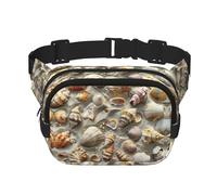 Seashells Sac banane pour femme avec sangle réglable pour entraînement/course à pied/randonnée Motif sable, Noir , Taille unique