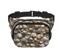 Seashells Sac banane pour femme avec sangle réglable pour entraînement/course à pied/randonnée Motif sable, Noir , Taille unique
