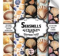 Seashells Scrapbook Paper: Double Sided Sheets | Ocean Themed for Collage, Decoupage, Card Making, and Various DIY Craft Projects | 8.5" x 8.5" (21.59 x 21.59 cm)